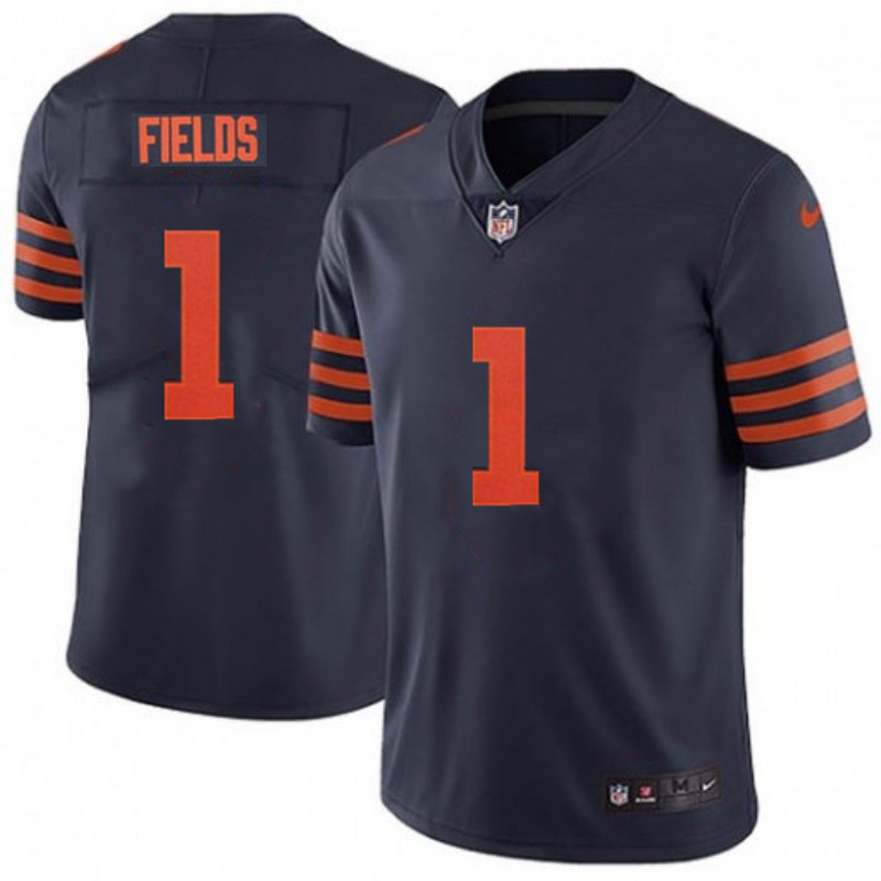 Chicago Bears #1 Justin Fields Navy Vapor Untouchable Limited Stitched Jersey 