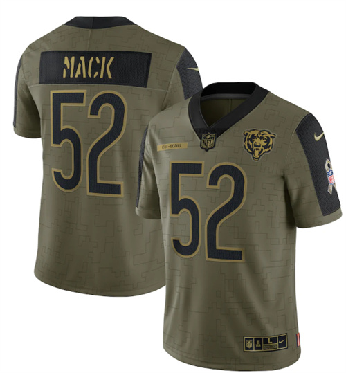 Chicago Bears #52 Khalil Mack 2021 Olive Salute To Service Limited Stitched Jersey