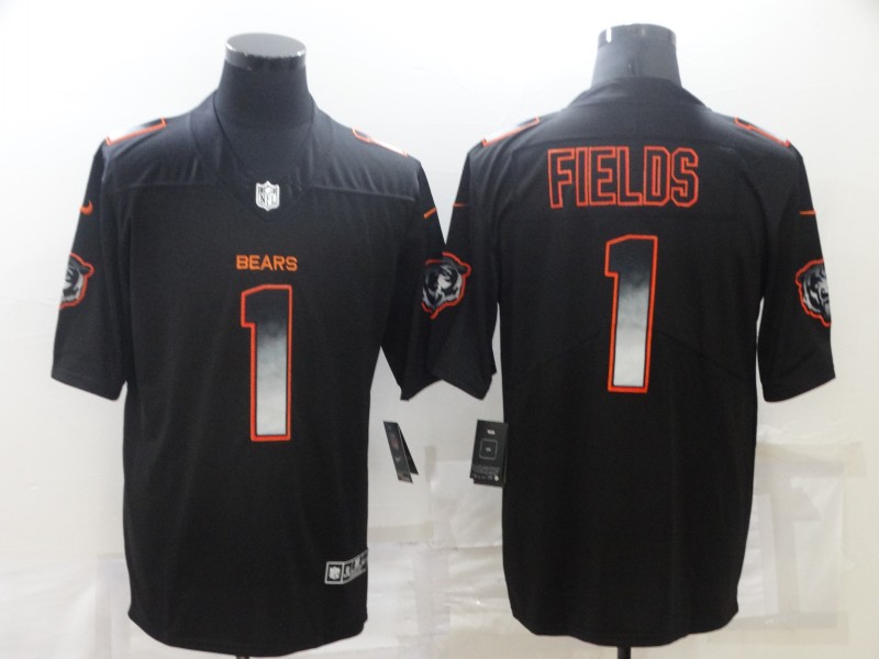 Chicago Bears #1 Justin Fields Black Smoke Fashion Limited Stitched Jersey