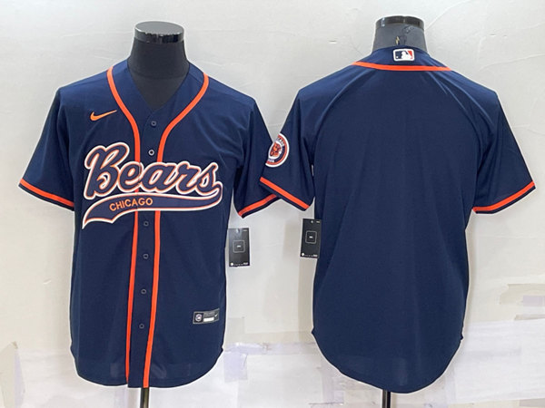 Chicago Bears Blank Navy Cool Base Stitched Baseball Jersey