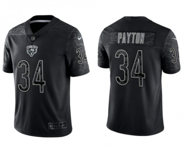 Chicago Bears #34 Walter Payton Black Reflective Limited Stitched Football Jersey