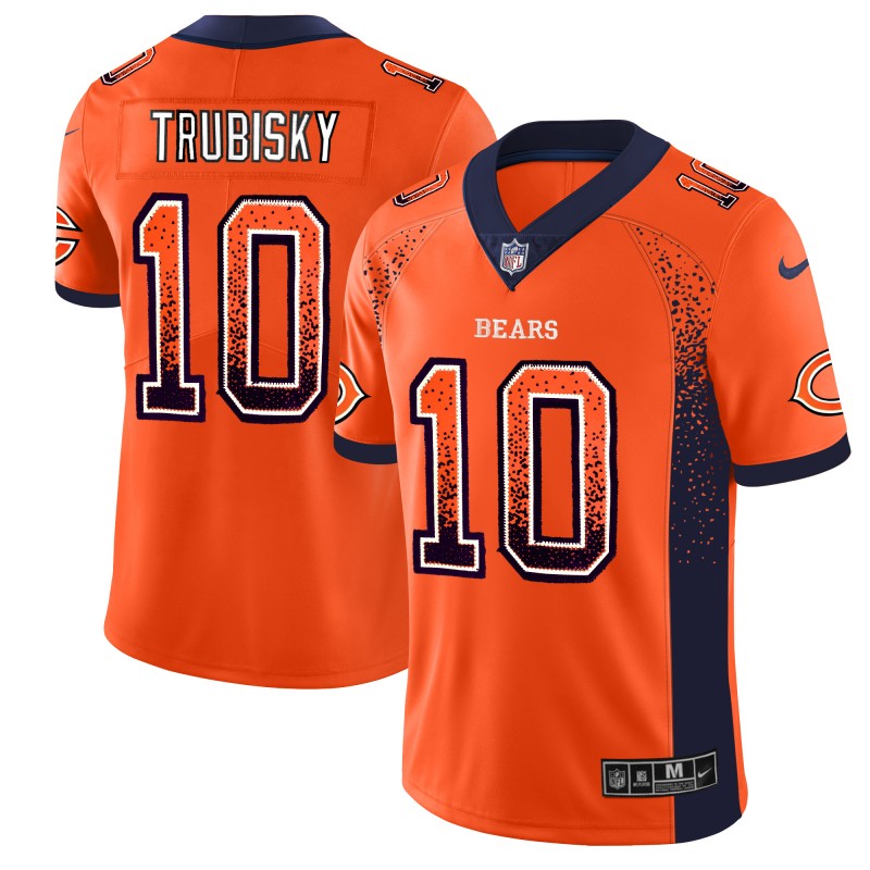 Chicago Bears #10 Mitchell Trubisky Orange 2018 Drift Fashion Color Rush Limited Stitched Jersey