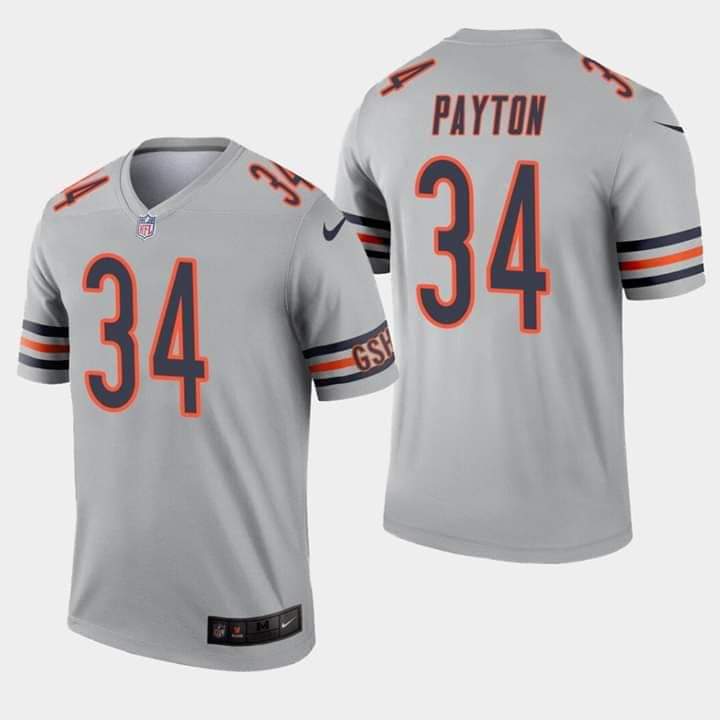 Chicago Bears #34 Walter Payton Silver Inverted Legend Jersey