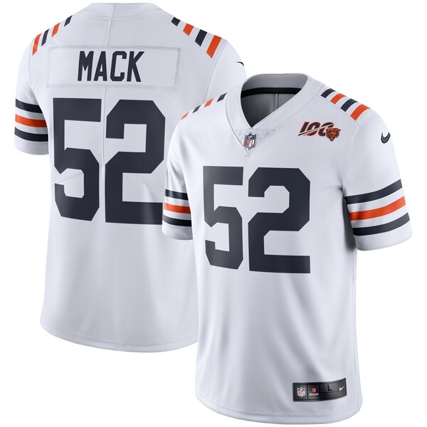 Chicago Bears #52 Khalil Mack White 2019 100th Season Vapor Untouchable Limited Stitched Jersey