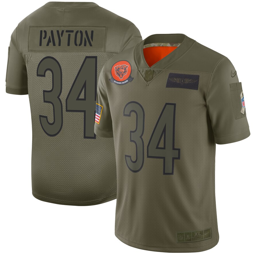 Chicago Bears #34 Walter Payton 2019 Camo Salute To Service Limited Stitched Jersey