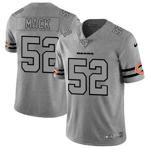 Chicago Bears #52 Khalil Mack 2019 Gray Gridiron Team Logo Limited Stitched Jersey