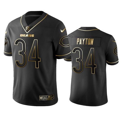 Chicago Bears #34 Walter Payton Black 2019 Golden Edition Limited Stitched Jersey