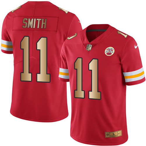Chiefs #11 Alex Smith Red Stitched Limited Gold Rush Nike Jersey