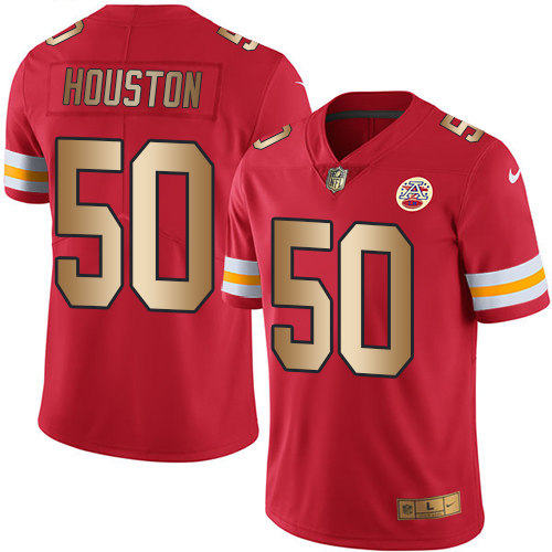 Chiefs #50 Justin Houston Red Stitched Limited Gold Rush Nike Jersey
