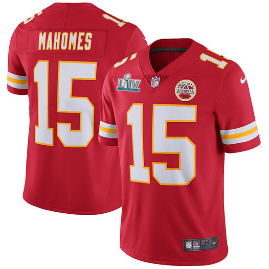Chiefs #15 Patrick Mahomes Super Bowl LIV Red Vapor Untouchable Limited Stitched Jersey