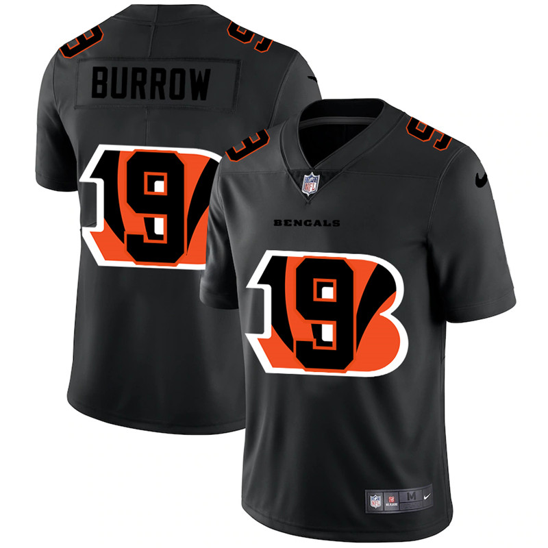 Cincinnati Bengals #9 Joe Burrow Black Shadow Logo Limited Stitched Jersey