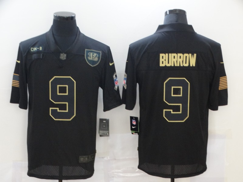 Cincinnati Bengals #9 Joe Burrow 2020 Black Salute To Service Limited Stitched Jersey