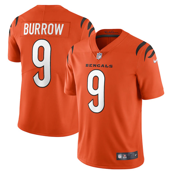 Cincinnati Bengals #9 Joe Burrow 2021 Orange Vapor Limited Stitched Jersey 