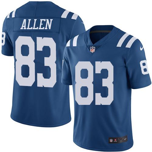 Colts #83 Dwayne Allen Royal Blue Stitched Limited Rush Nike Jersey