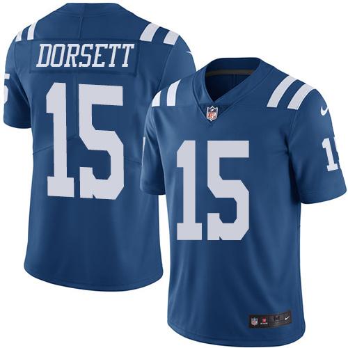 Colts #15 Phillip Dorsett Royal Blue Stitched Limited Rush Nike Jersey