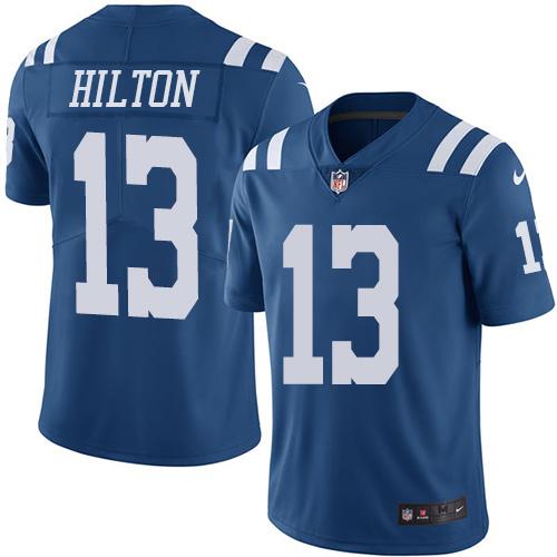 Colts #13 T.Y. Hilton Royal Blue Stitched Limited Rush Nike Jersey