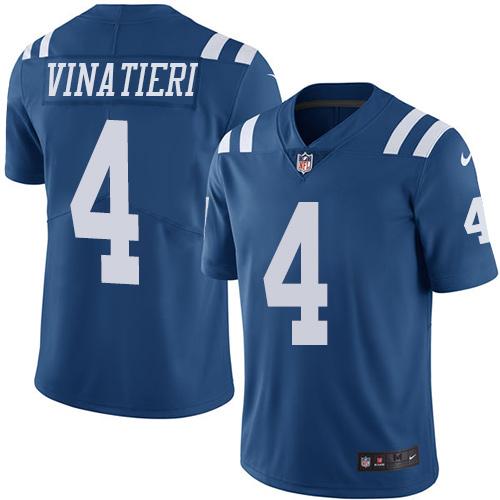 Colts #4 Adam Vinatieri Royal Blue Stitched Limited Rush Nike Jersey