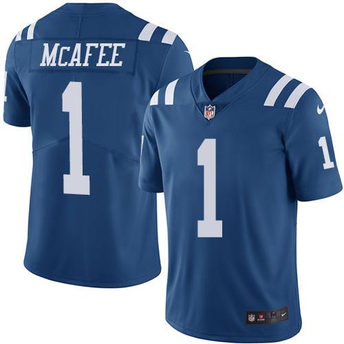 Colts #1 Pat McAfee Royal Blue Stitched Limited Rush Nike Jersey