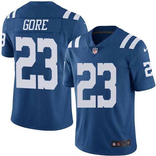 Colts #23 Frank Gore Royal Blue Stitched Limited Rush Nike Jersey