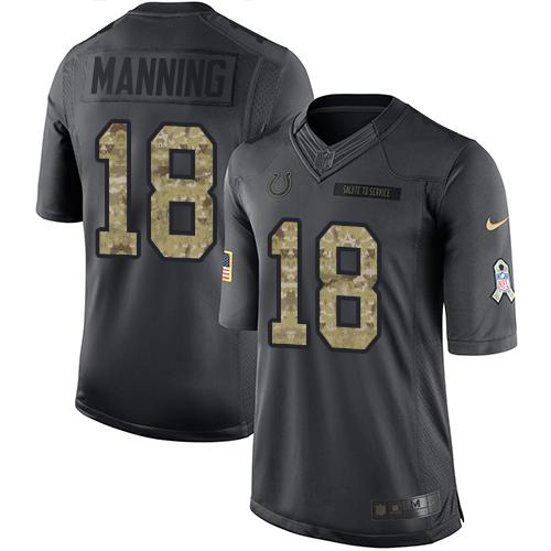 Colts #18 Peyton Manning Black Stitched Limited 2016 Salute To Service Nike Jersey