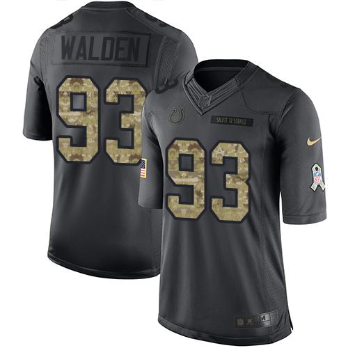 Colts #93 Erik Walden Black Stitched Limited 2016 Salute To Service Nike Jersey