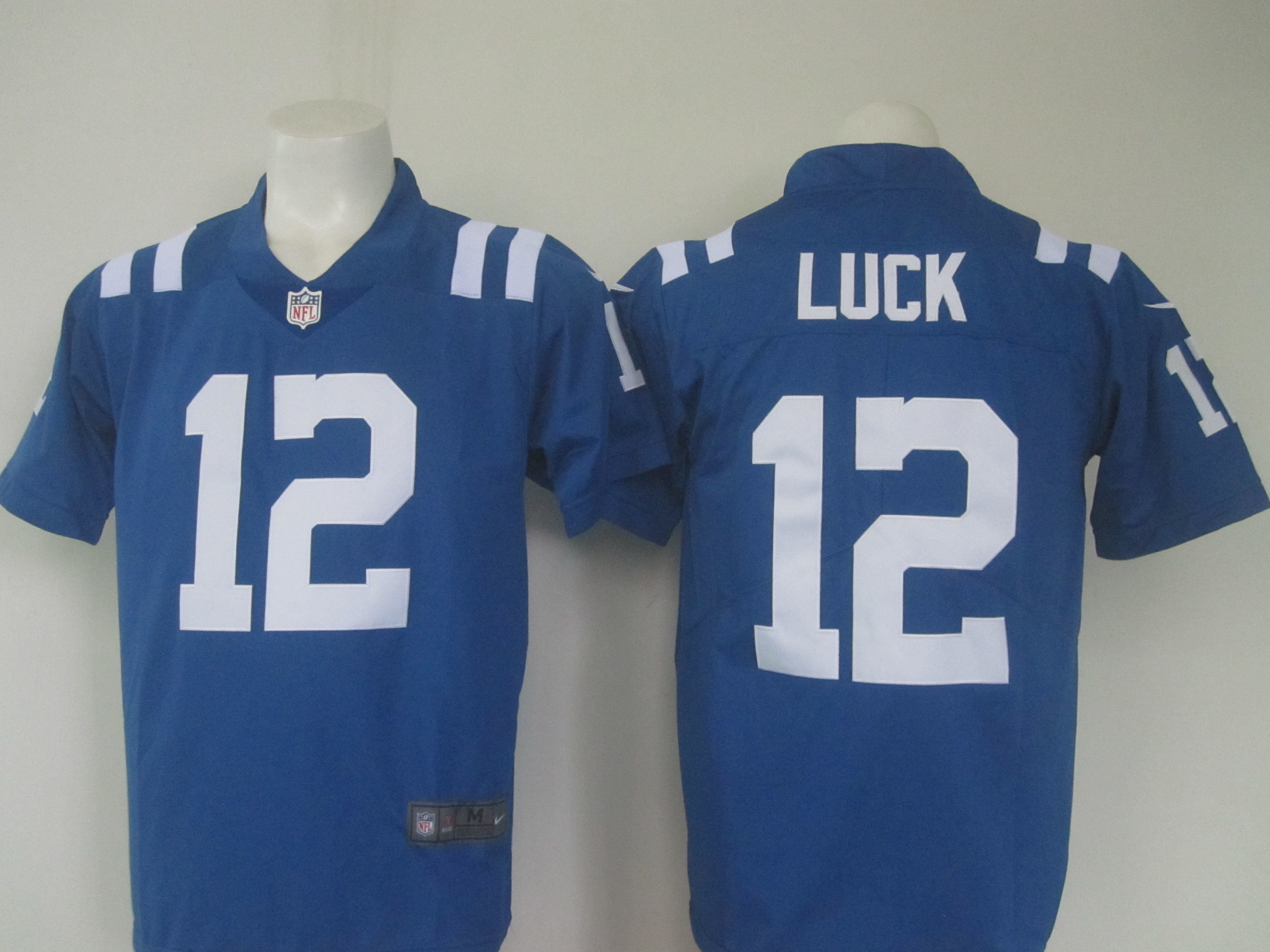 Colts #12 Andrew Luck Blue Limited Rush Stitched Nike Jersey