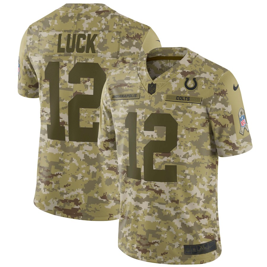 Colts #12 Andrew Luck 2018 Camo Salute To Service Limited Stitched Jersey