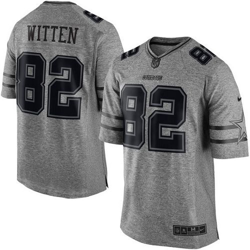Cowboys #82 Jason Witten Gray Stitched Limited Gridiron Gray Nike Jersey