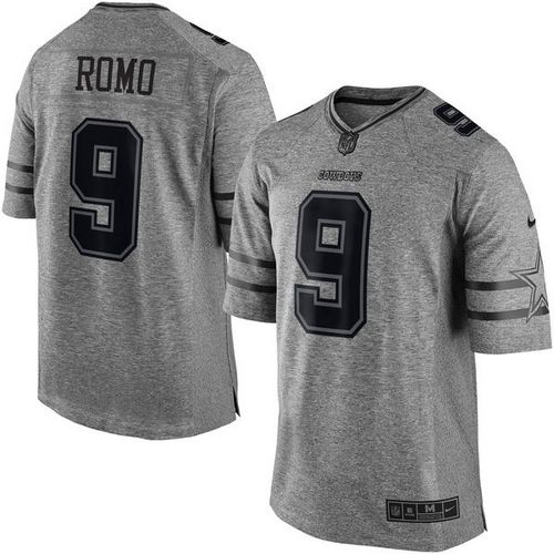 Cowboys #9 Tony Romo Gray Stitched Limited Gridiron Gray Nike Jersey