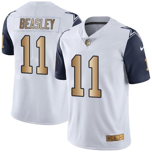 Cowboys #11 Cole Beasley White Stitched Limited Gold Rush Nike Jersey