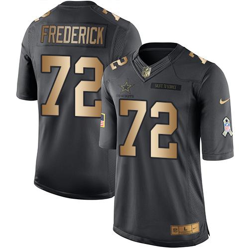 Cowboys #72 Travis Frederick Black Stitched Limited Gold Salute To Service Nike Jersey