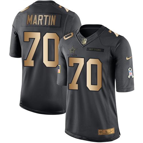 Cowboys #70 Zack Martin Black Stitched Limited Gold Salute To Service Nike Jersey