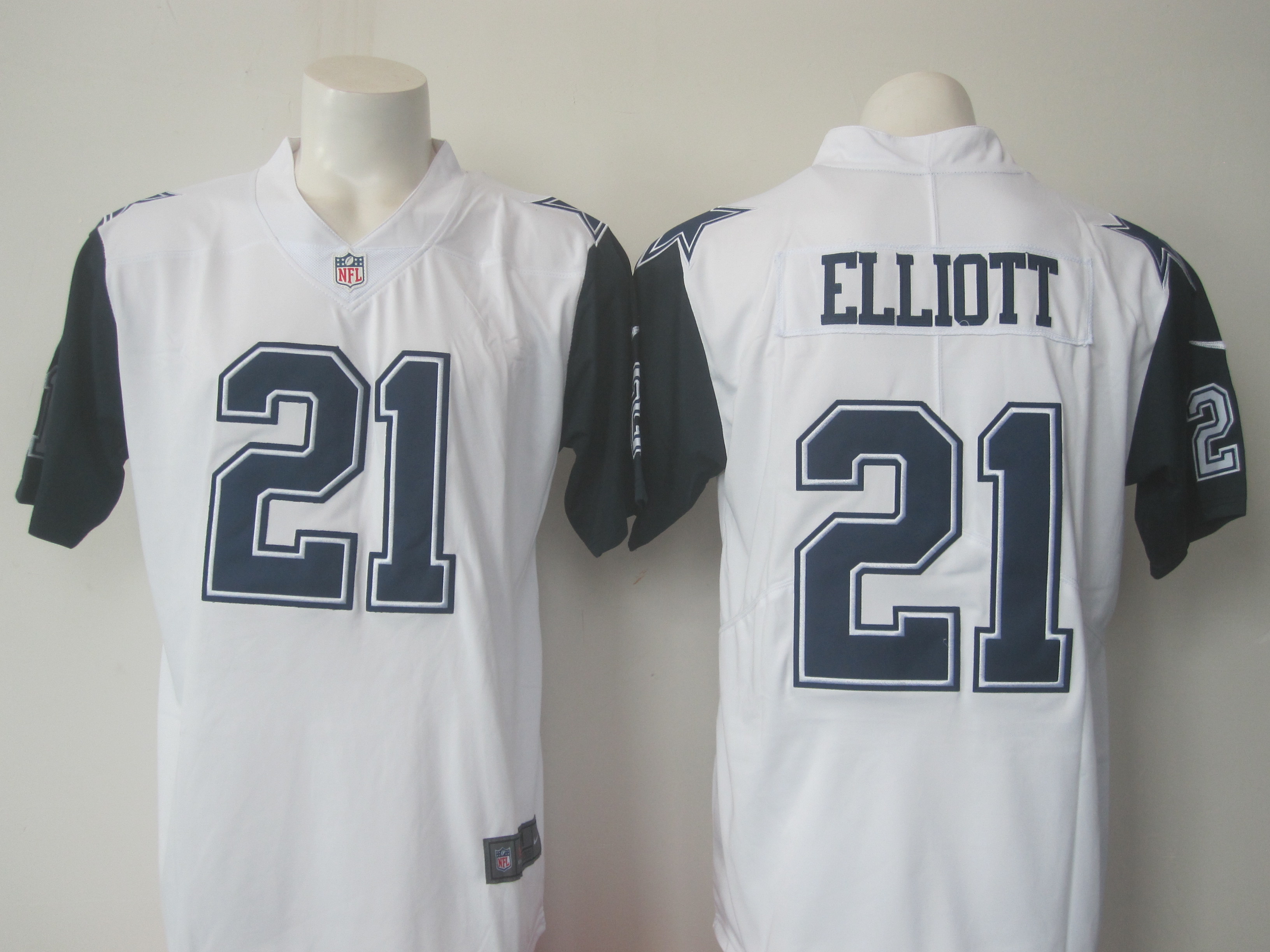 Cowboys #21 Ezekiel Elliott White Limited Rush Stitched Nike Jersey