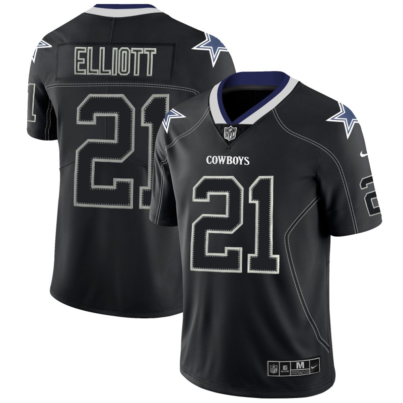 Cowboys #21 Ezekiel Elliott 2018 Lights Out Black Color Rush Limited Jersey