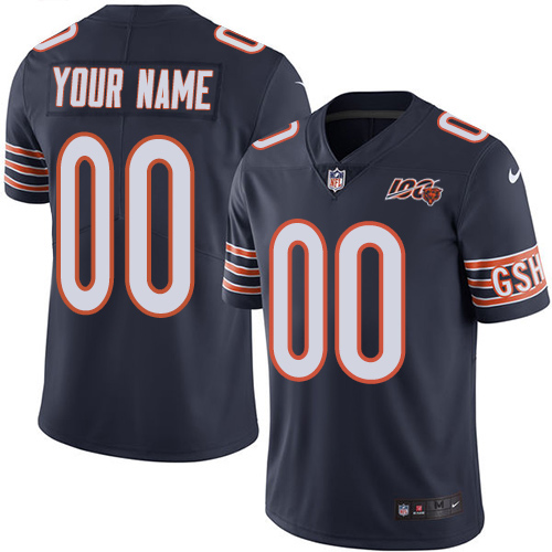 Chicago Bears Customized Navy Blue Team Color 2019 100th Season Vapor Untouchable NFL Stitched Limited Jersey
