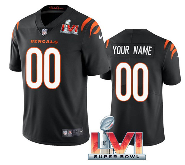Cincinnati Bengals Customized Custom Black 2022 Super Bowl LVI Vapor Limited Stitched Jersey