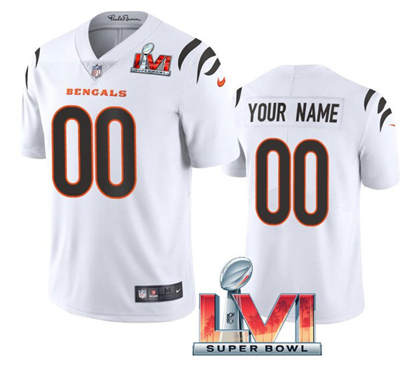 Cincinnati Bengals Customized Custom White 2022 Super Bowl LVI Vapor Limited Stitched Jersey