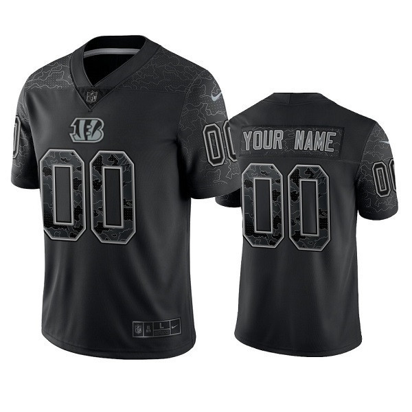 Cincinnati Bengals Customized Custom Black Reflective Limited Stitched Football Jersey