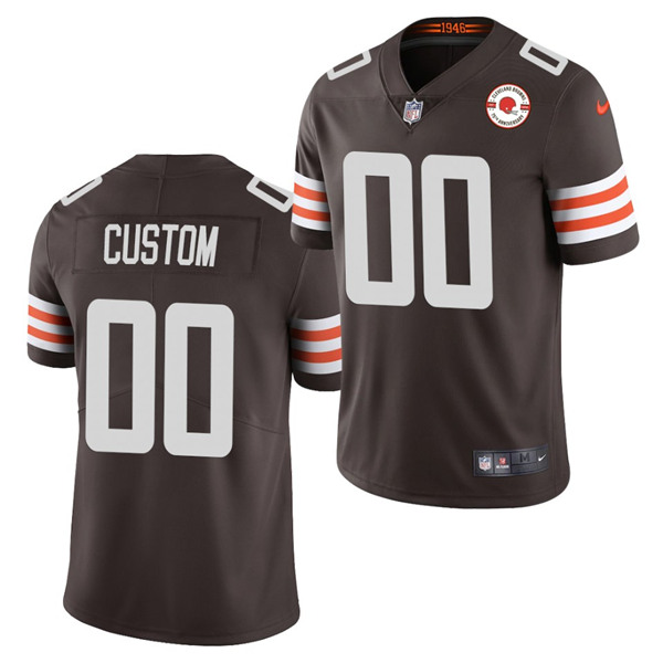 Cleveland Browns Customized 2021 Brown 75th Anniversary Patch Limited Stitched Jersey