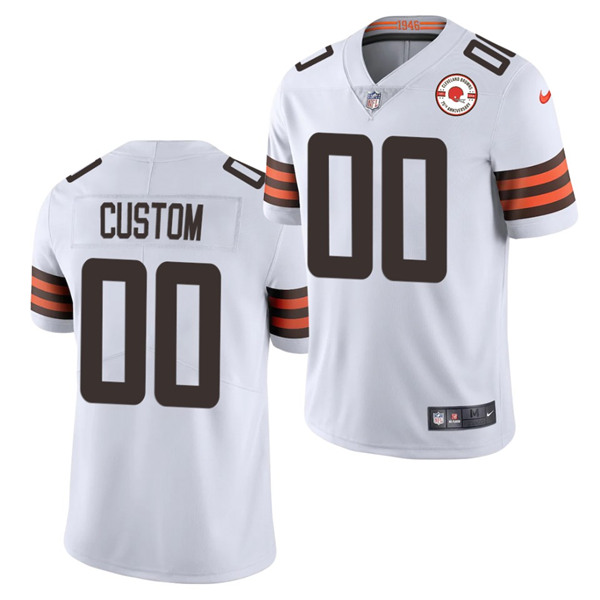 Cleveland Browns Customized 2021 White 75th Anniversary Patch Limited Stitched Jersey