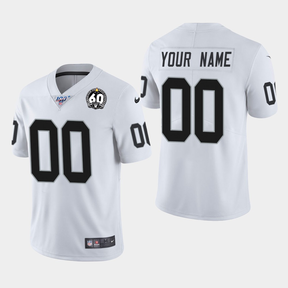 Customized Raiders White 60th Anniversary Vapor Limited Stitched NFL 100th Season Jersey
