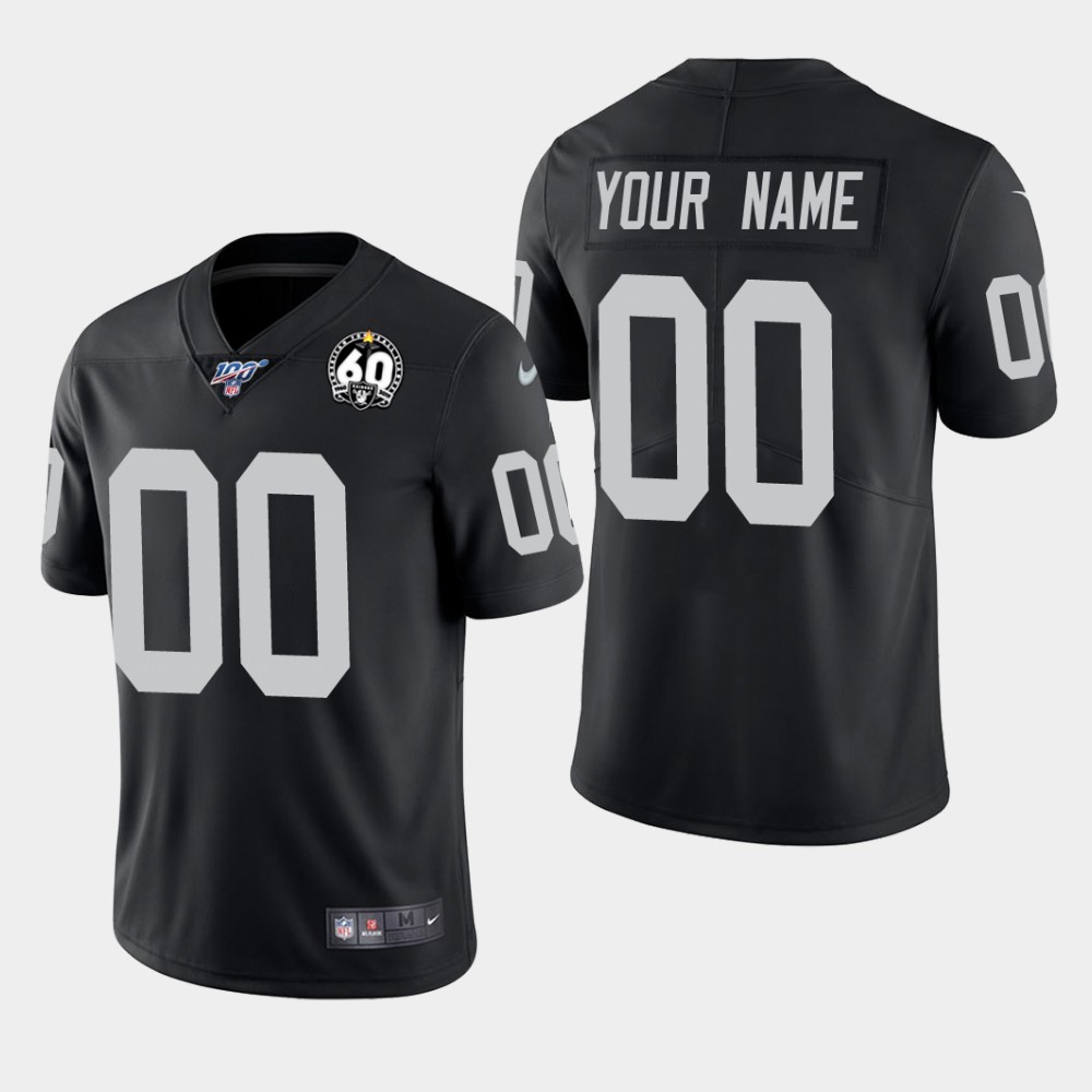 Customized Raiders Black 60th Anniversary Vapor Limited Stitched NFL 100th Season Jersey