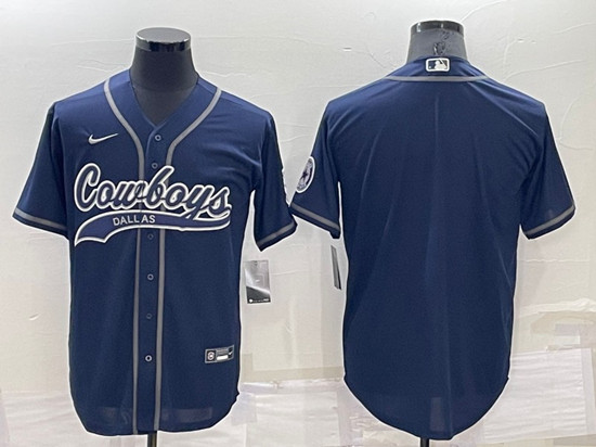 Dallas Cowboys Customized Navy Cool Base Stitched Baseball Jersey