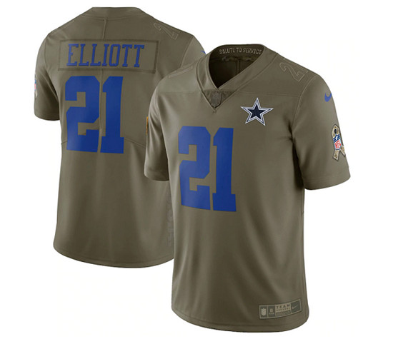 Dallas Cowboys Customized Olive Salute To Service Limited Stitched Jersey