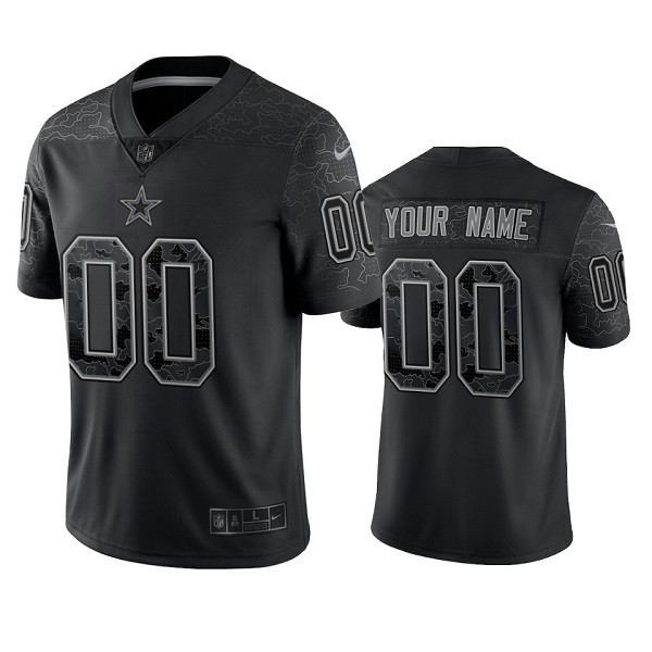 Dallas Cowboys Customized Custom Black Reflective Limited Stitched Football Jersey