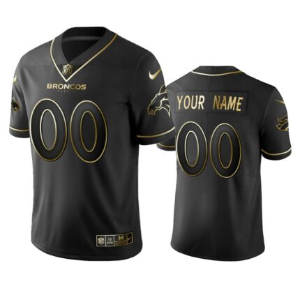 Denver Broncos Customized Black Golden Edition Stitched Jersey