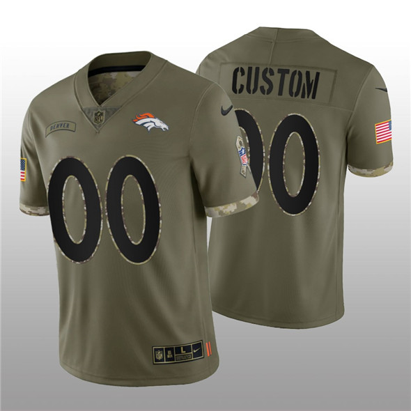 Denver Broncos Customized Custom 2022 Olive Salute To Service Limited Stitched Jersey
