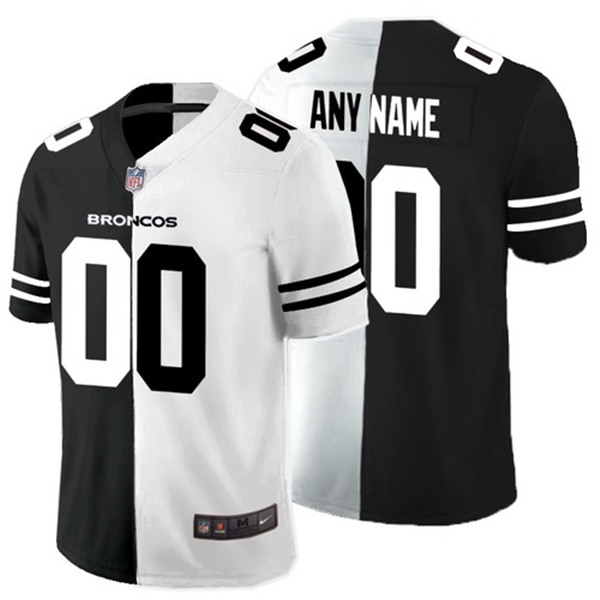 Denver Broncos Custom Black White Split Limited Stitched Jersey