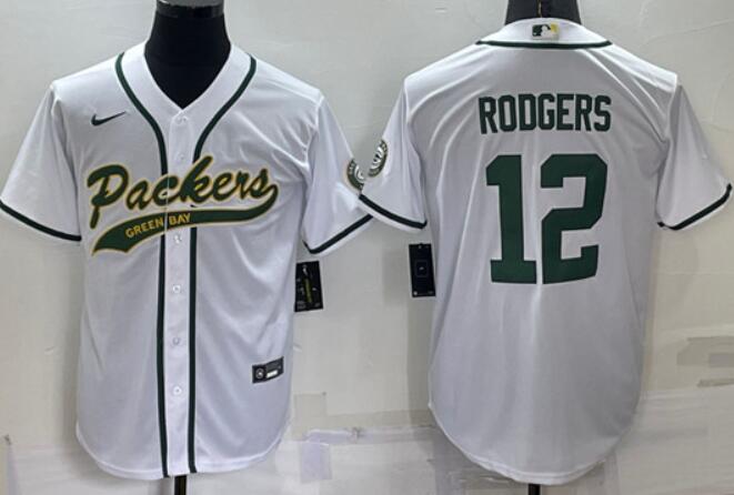 Green Bay Packers Customized Blank White Cool Base Stitched Baseball Jersey