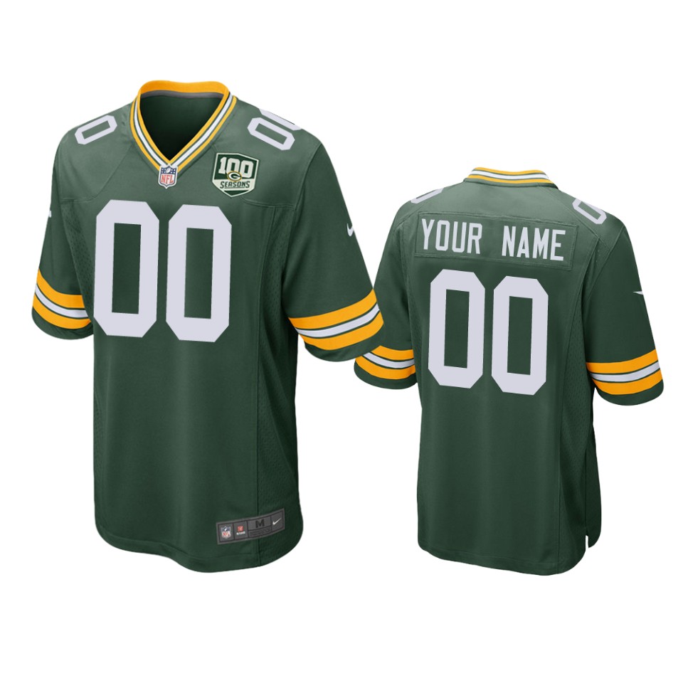 Green Bay Packers Customized Green 2019 100th Season NFL Game Jersey